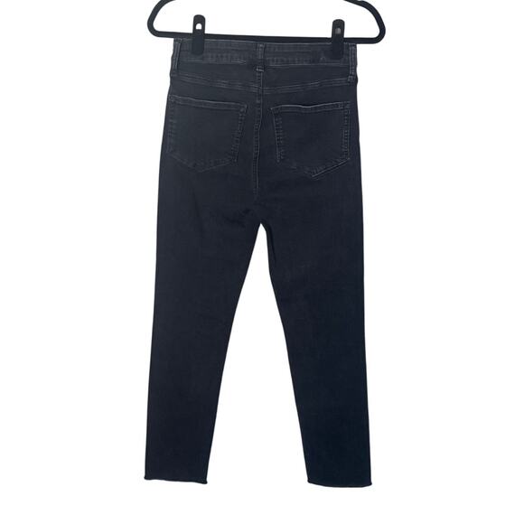 PAIGE Cindy Double Button Front Seam Straight Leg Split Ankle Washed Obsidian 28 - Picture 5 of 14